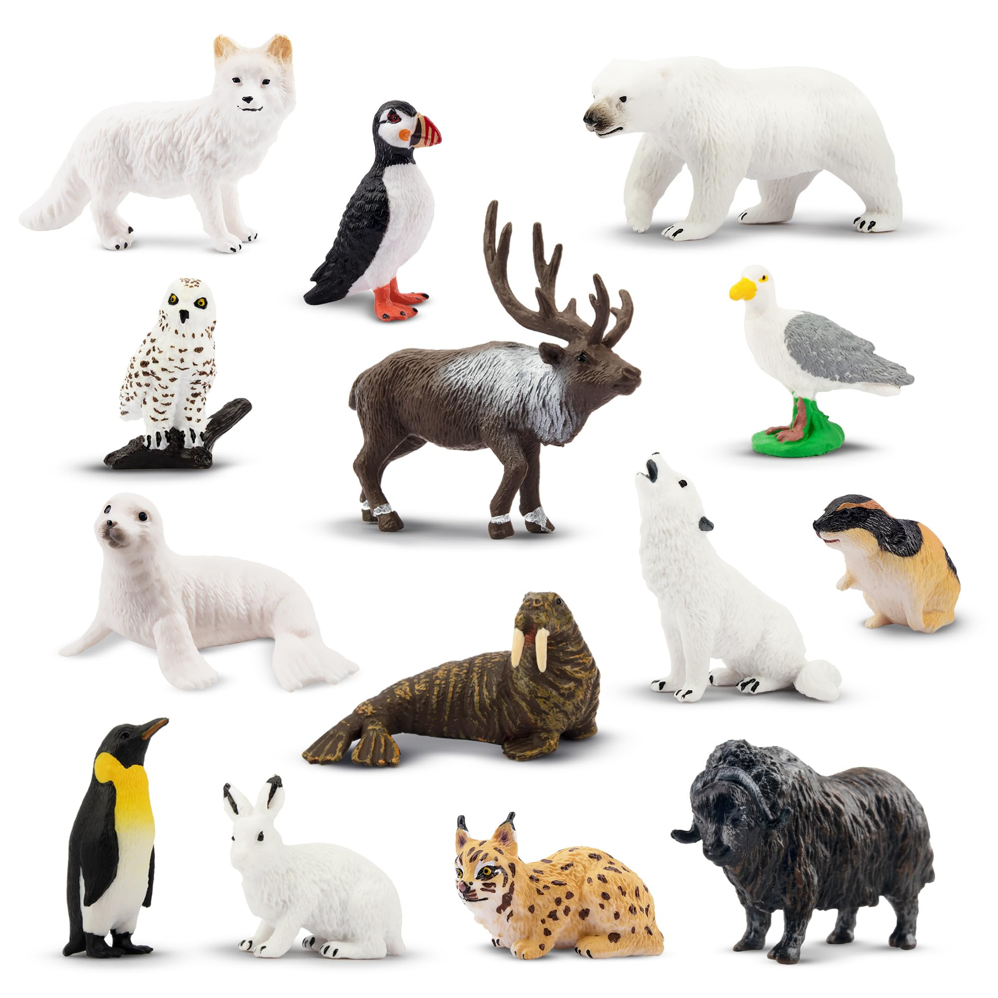 Toymany 14PCS Mini Arctic Animals Figurines Set, Polar Animals Toys with Polar Bear, Caribou, Pen... | Amazon (US)