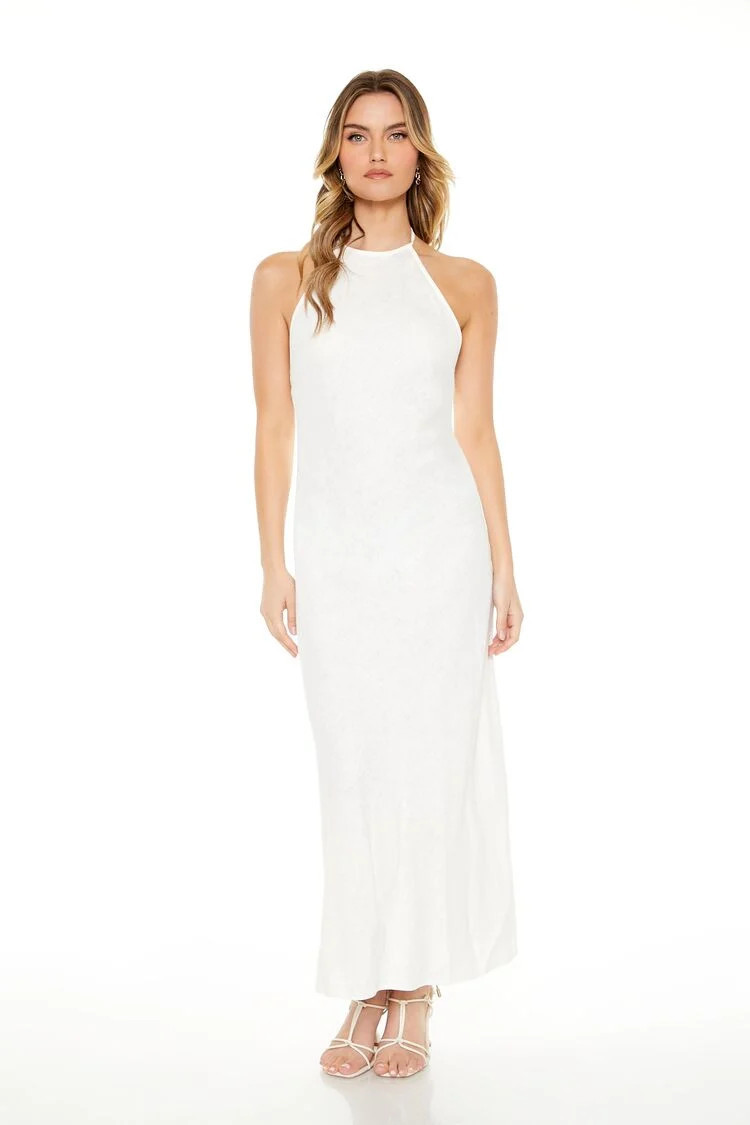 Linen-Blend Halter Maxi Dress | Forever 21