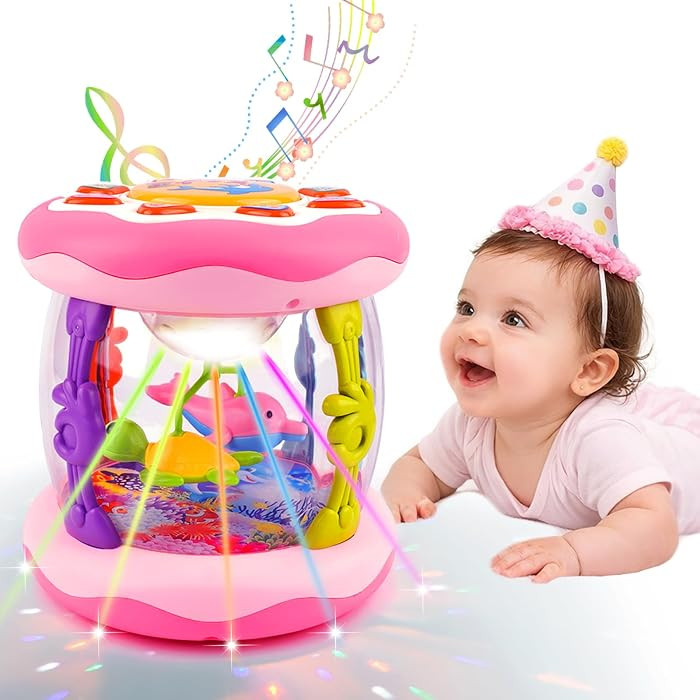 Baby Toys 0-6 Months, Newborn Aquarium Ocean Rotating Projector Music Light Up Toy, Tummy Time In... | Amazon (US)