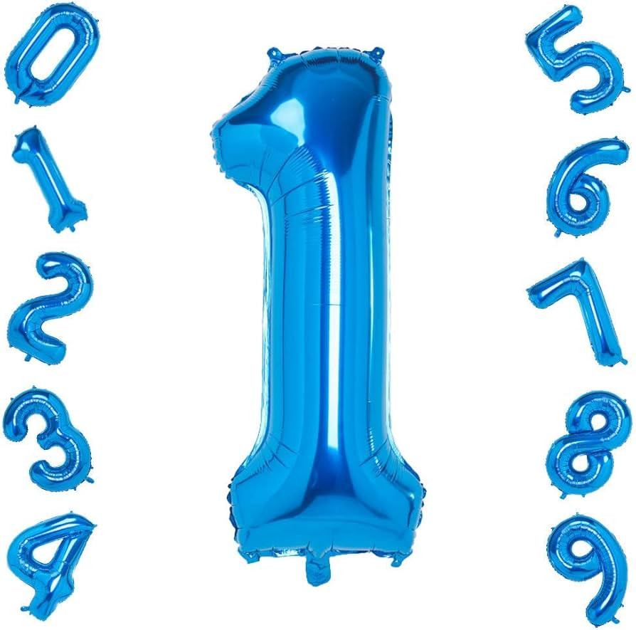 Blue 1 Balloons,40 Inch Birthday Foil Balloon Party Decorations Supplies Helium Mylar Digital Bal... | Amazon (US)
