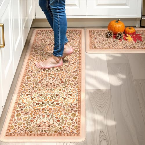 Collive Fall Kitchen Rugs Sets of 2 Non Slip Washable, 20"x47"+20"x32" | Amazon (US)
