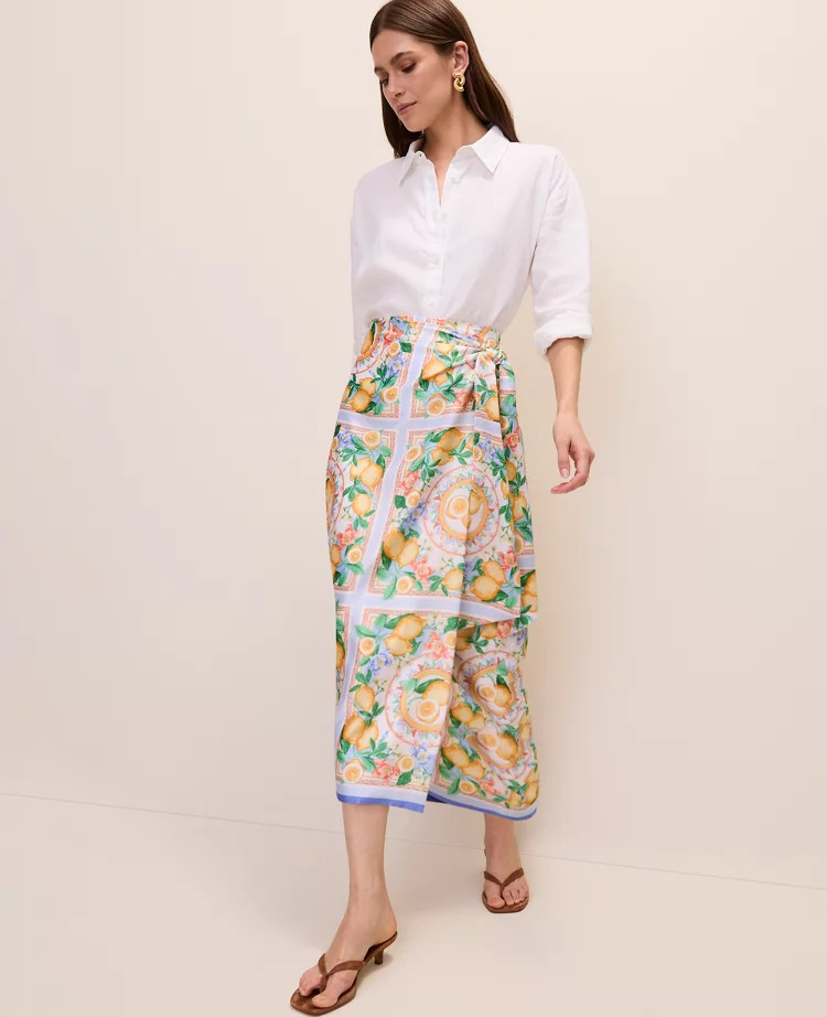 Lemon Wrap Skirt in Satin | Ann Taylor