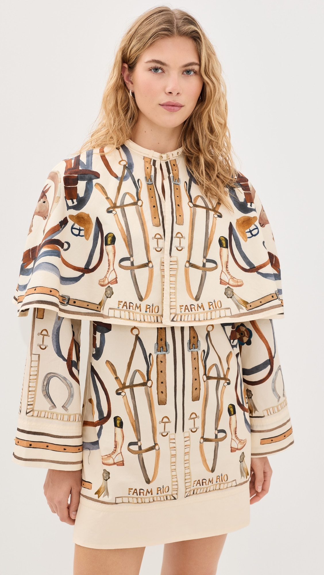 FARM Rio Equestrian Scarf Mini Cape Dress Equestrian Scarf Winter White S | Shopbop