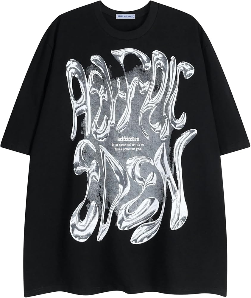 Aelfric Eden Metalic Graphic Tees Men Y2k Oversized T Shirts Women Vintage Tees Unisex Summer Top... | Amazon (US)