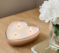 Frosted Glass Heart Candle - Rose Peony | Pottery Barn (US)