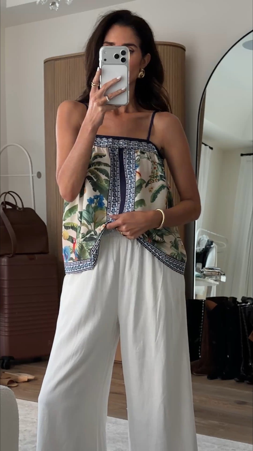 This top is definitely giving farm Rio vibes without the price tag! Styled it here with linen pants from a matching set I love. I’m just shy wearing the size small #stylinbyaylin #aylin #matchingset 

#LTKOver40 #LTKootd #LTKTravel