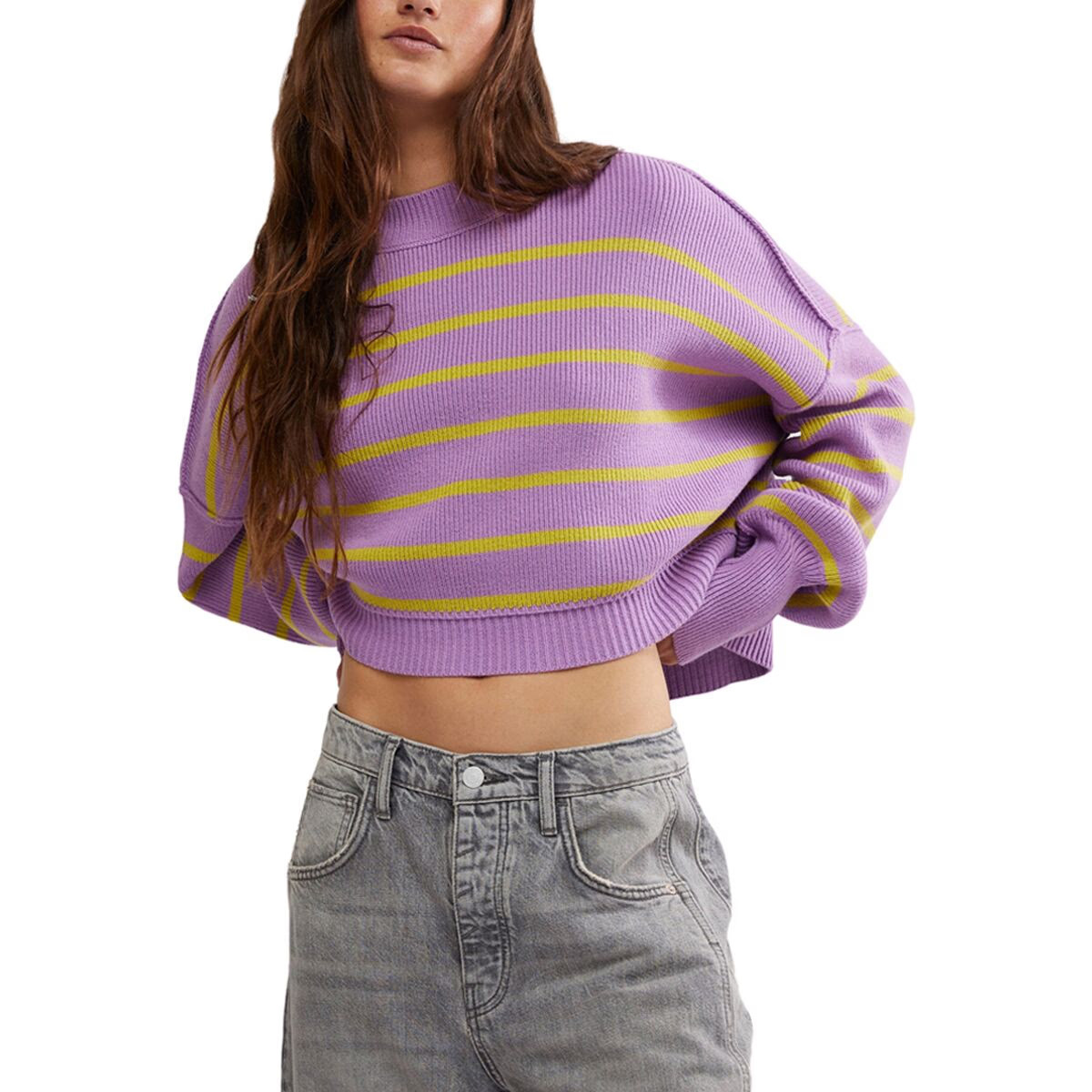 Free People Stripe Easy Street Crop Sweater - Women's - Clothing | Backcountry
