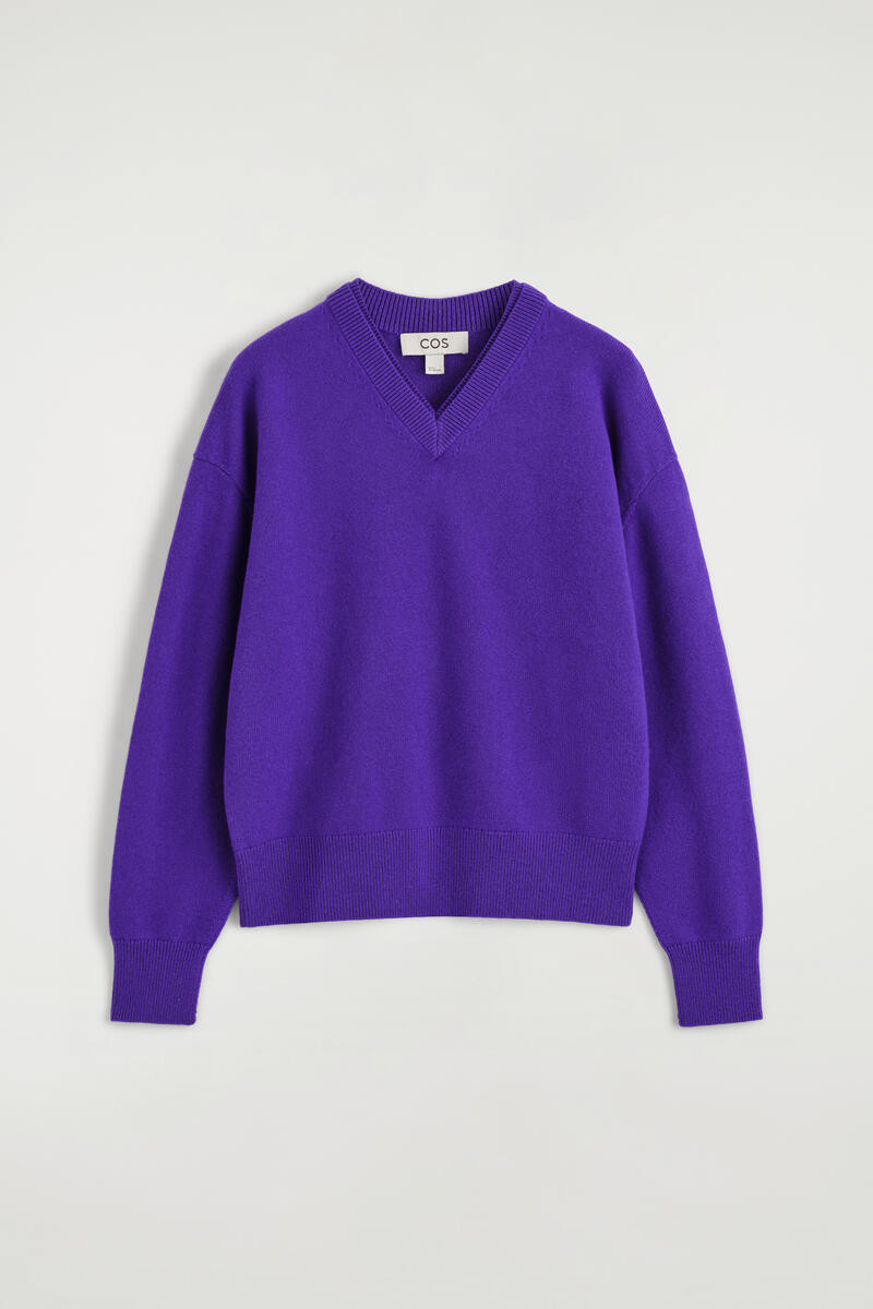 Merino Wool Layered V-Neck Jumper | COS UK