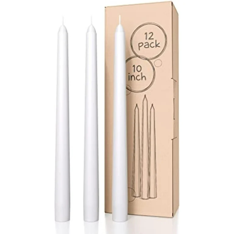 CANDWAX 10 inch Taper Candle Sticks Long Burning Set of 12 - Dripless Dinner Candles for Table Lo... | Walmart (US)