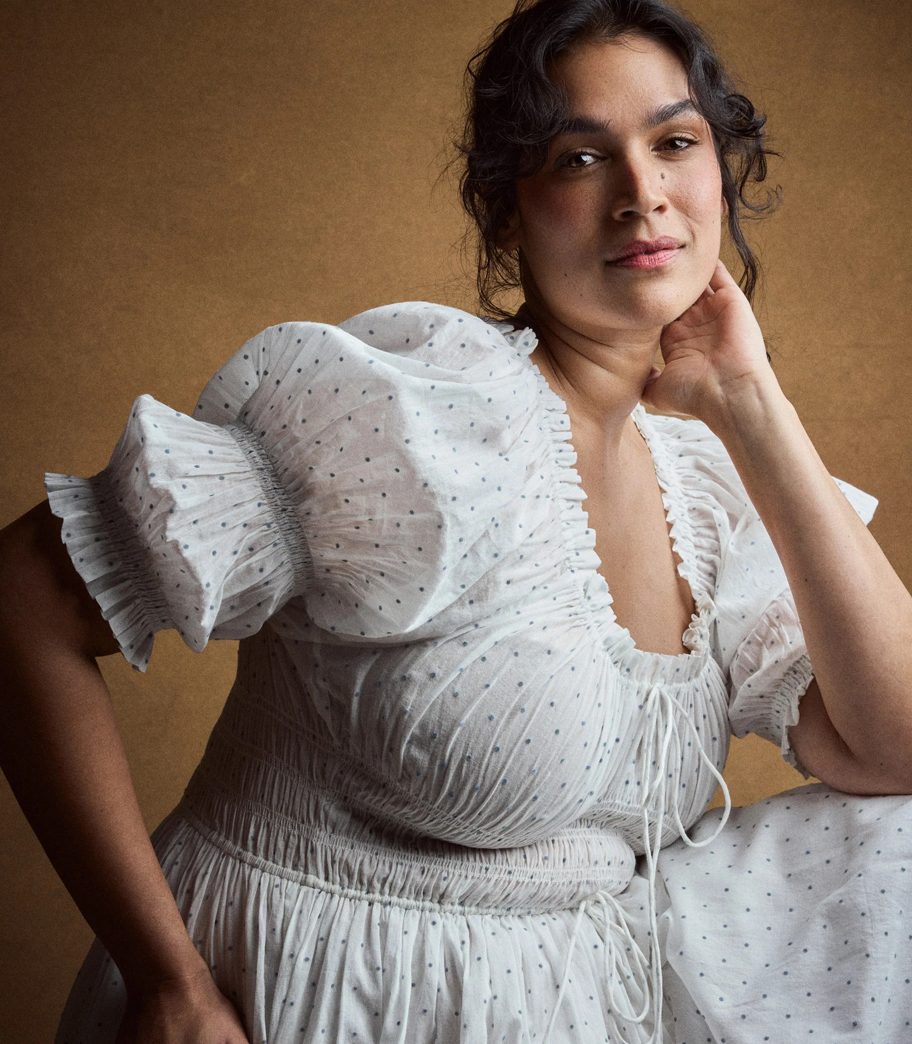 Ischia Dress - Salt Flock Dot | DÔEN | DOEN