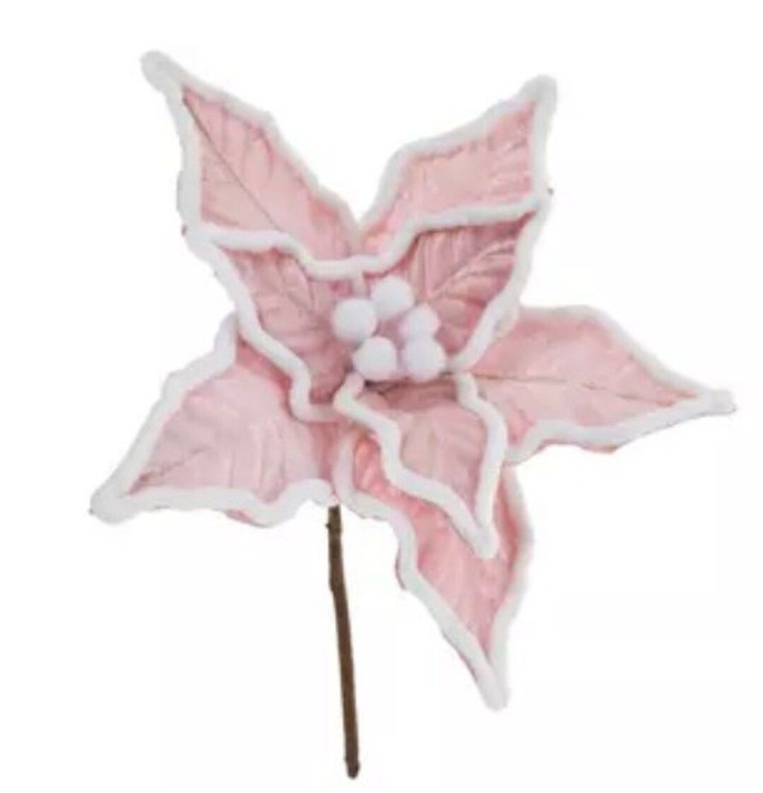 Blush Pink Rose 10 Poinsettia Floral Pick Christmas - Etsy | Etsy (US)