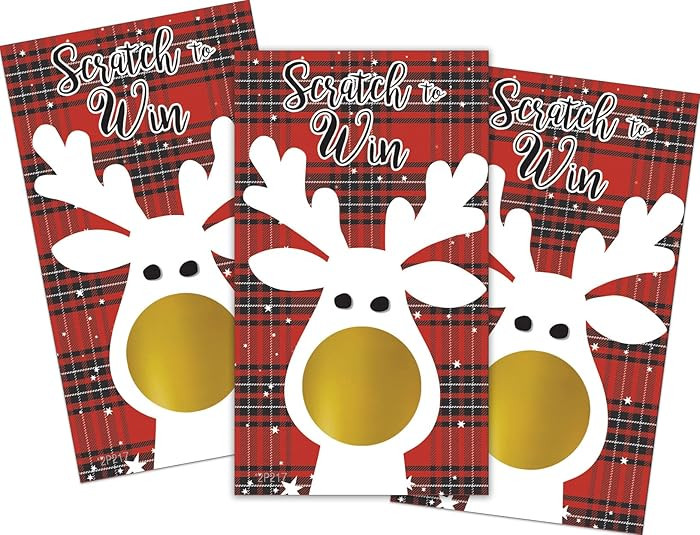 DISTINCTIVS Reindeer Christmas Scratch Off Cards, Christmas Party Game - 28 Count, Holiday Scratc... | Amazon (US)