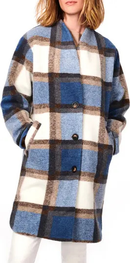 Plaid Collarless Coat | Nordstrom