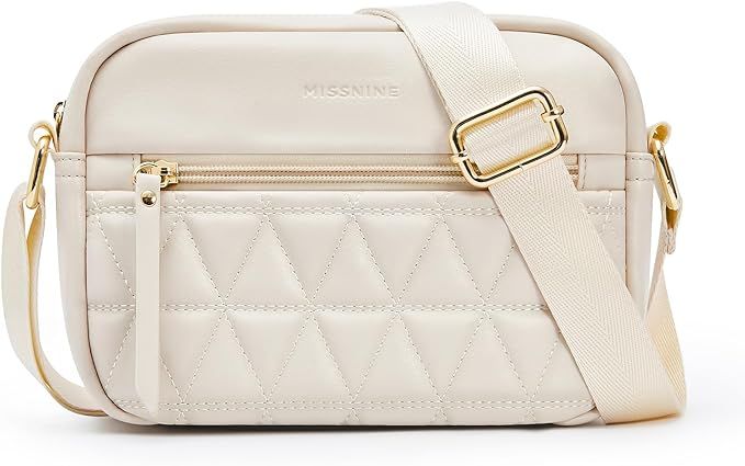 Missnine Small Crossbody Purse Women Quilted Crossbody Bags Soft Leather Shoulder Handbags with A... | Amazon (US)