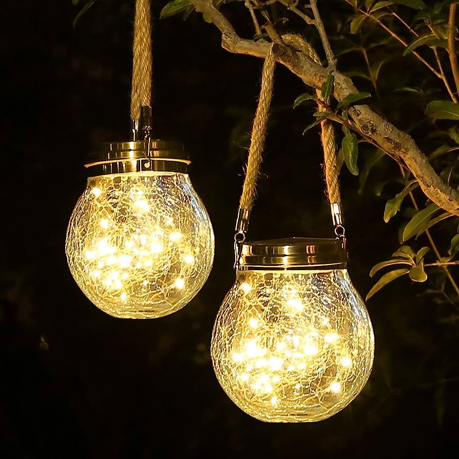 ROSHWEY Solar Lantern, 2 Pack Outdoor Lanterns with 30 LED Waterproof Garden Decor Patio Solar Li... | Amazon (US)