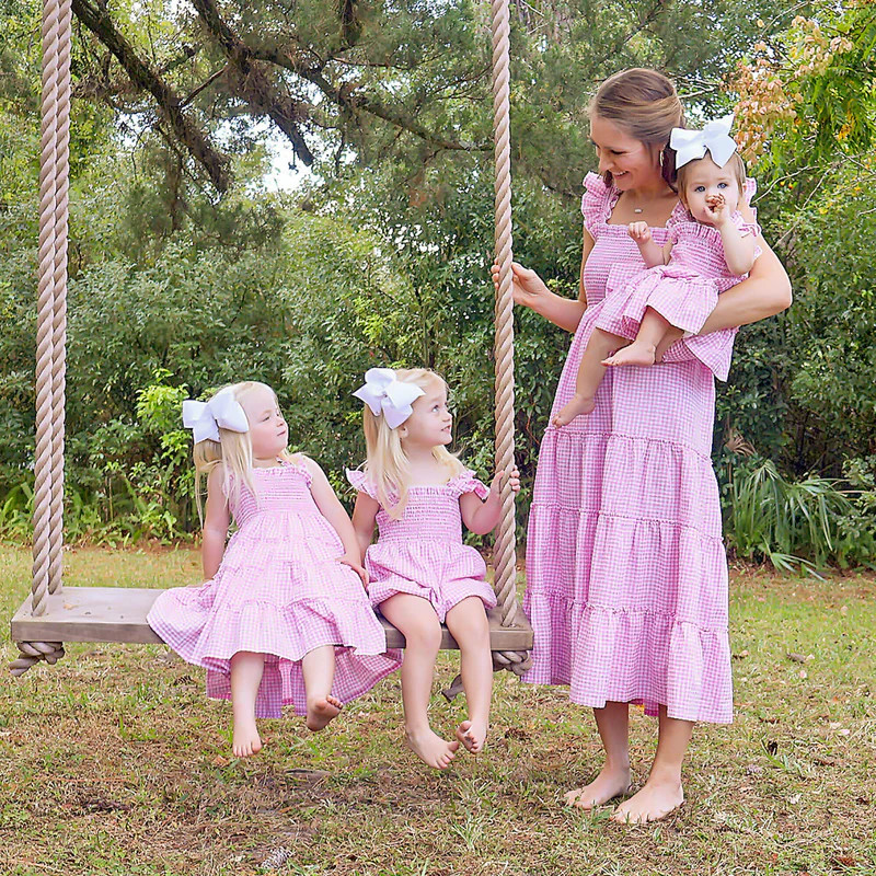 Light Pink Gingham Tiered Ruffle Dress | Classic Whimsy