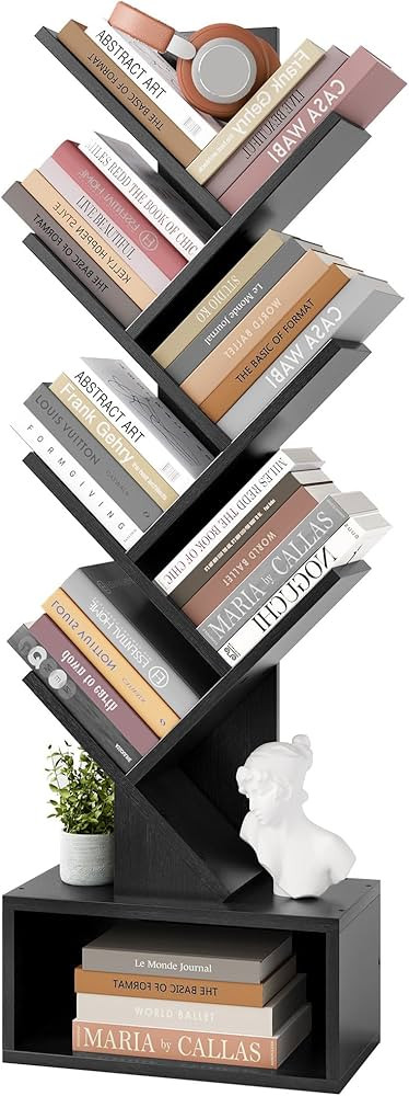 Hoctieon 6 Tier Tree Bookshelf, Tall Bookcase with Drawer, Freestanding Book Shelf, Display Floor... | Amazon (US)