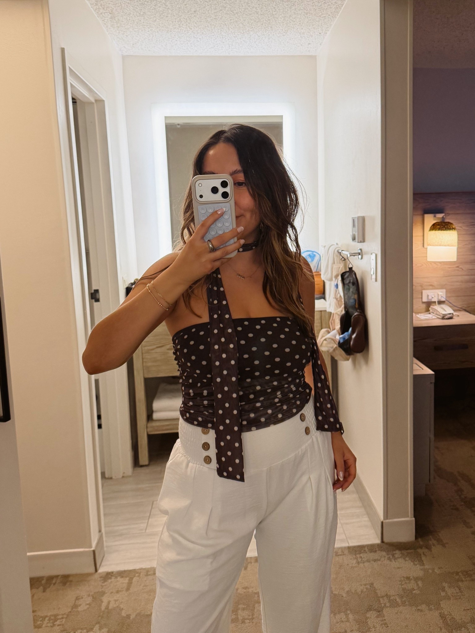 hawaii ootn - i thrifted my flowy pants but love this polka dot top under $20 from Amazon! this is the brown color but comes in 8 total colors. wearing a size small. 

#LTKTravel #LTKValentine #LTKootd
