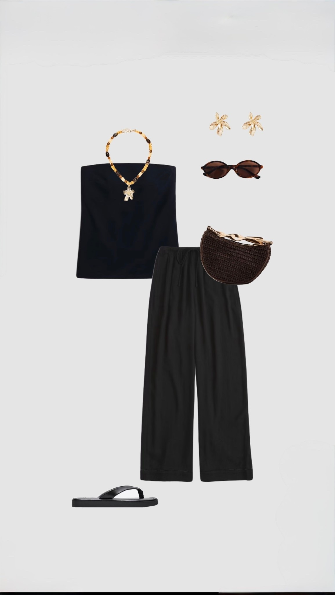 Black Bandeau Strapless Top, Linen High Waisted Trousers & Platform Sandals Summer Holiday Outfit 🌞

This top is available in cream polka dot and brown too!! 

Get 15% off Charles & Keith with code COMAMBW15JESSIE  ✨ (must be logged into your account for the discount to apply) 


• Ibiza outfits beach outfit pool outfit womens vacation outfits uk trendy outfit 2026 pub garden outfit spring outfit raffia straw brown bag thong sandals •

#LTKtravel #LTKspring #LTKuk