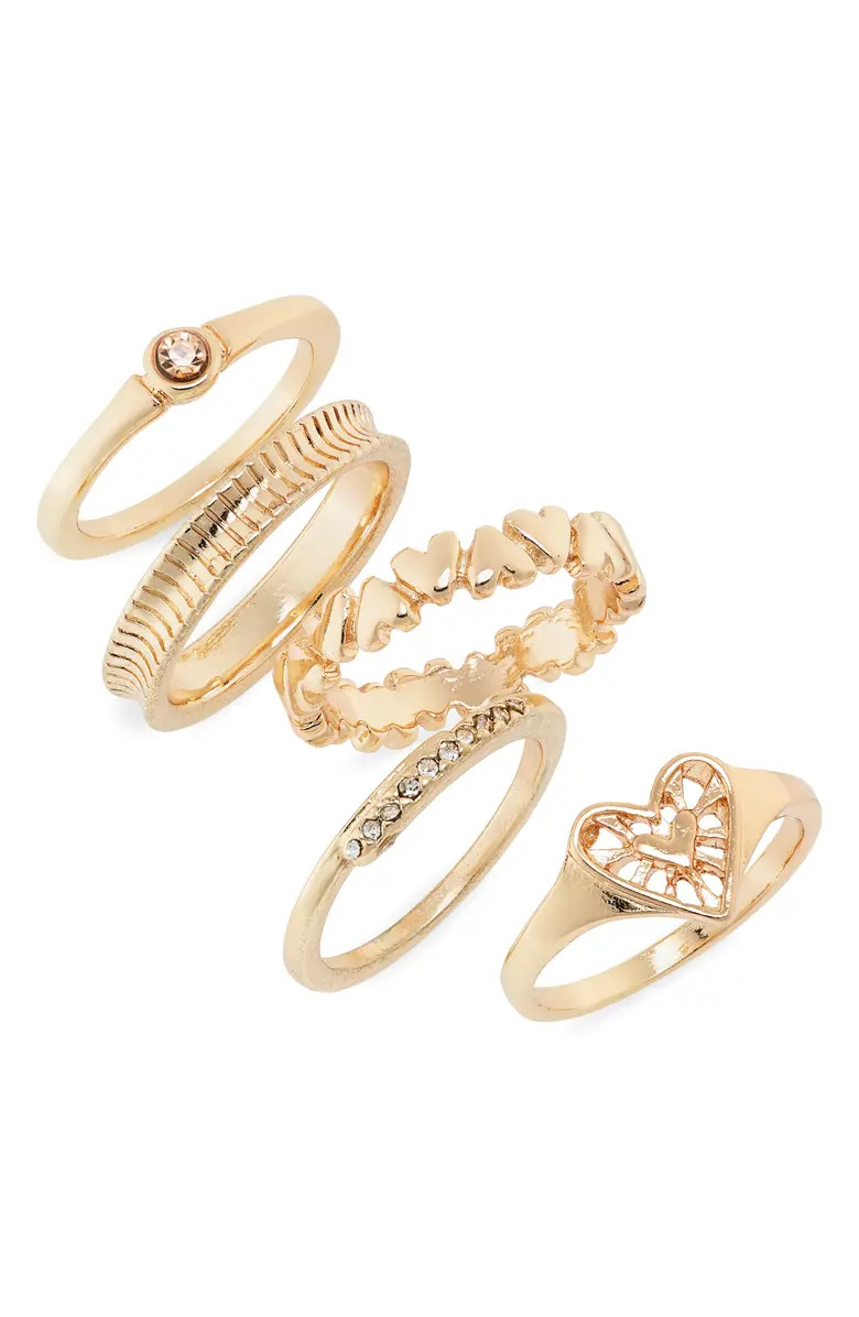 BP. Set of 5 Heart Ring Set | Nordstrom | Nordstrom