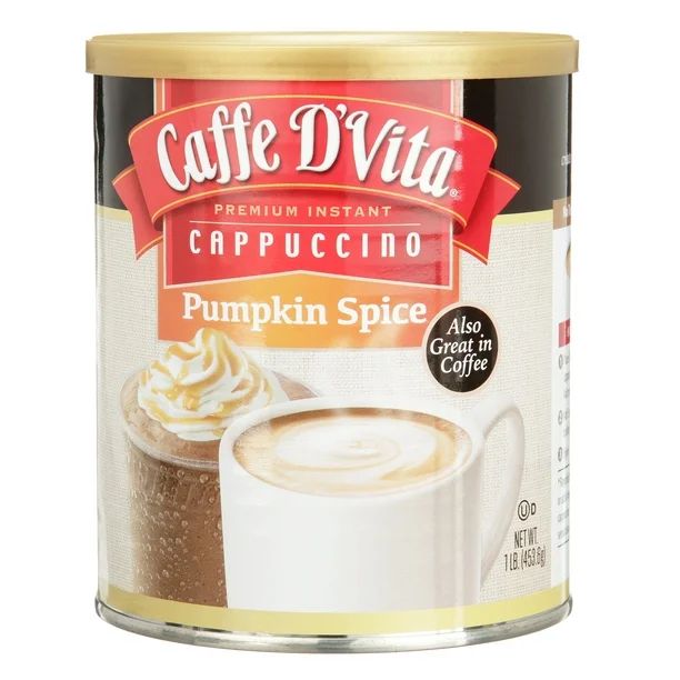 Caffe D'Vita Premium Instant Pumpkin Spice Cappuccino, 16 oz Canister - Walmart.com | Walmart (US)