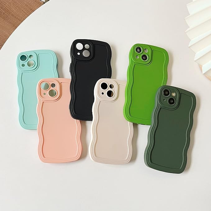 Caseative Solid Color Curly Wave Frame Soft Compatible with iPhone Case (Pink,iPhone 14 Pro) | Amazon (US)