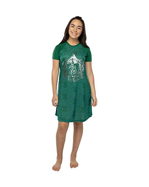 Harry Potter Juniors' Foil Print Hogwart Houses Raglan Nightgown - Slytherin, Gryffindor, Hufflep... | Amazon (US)