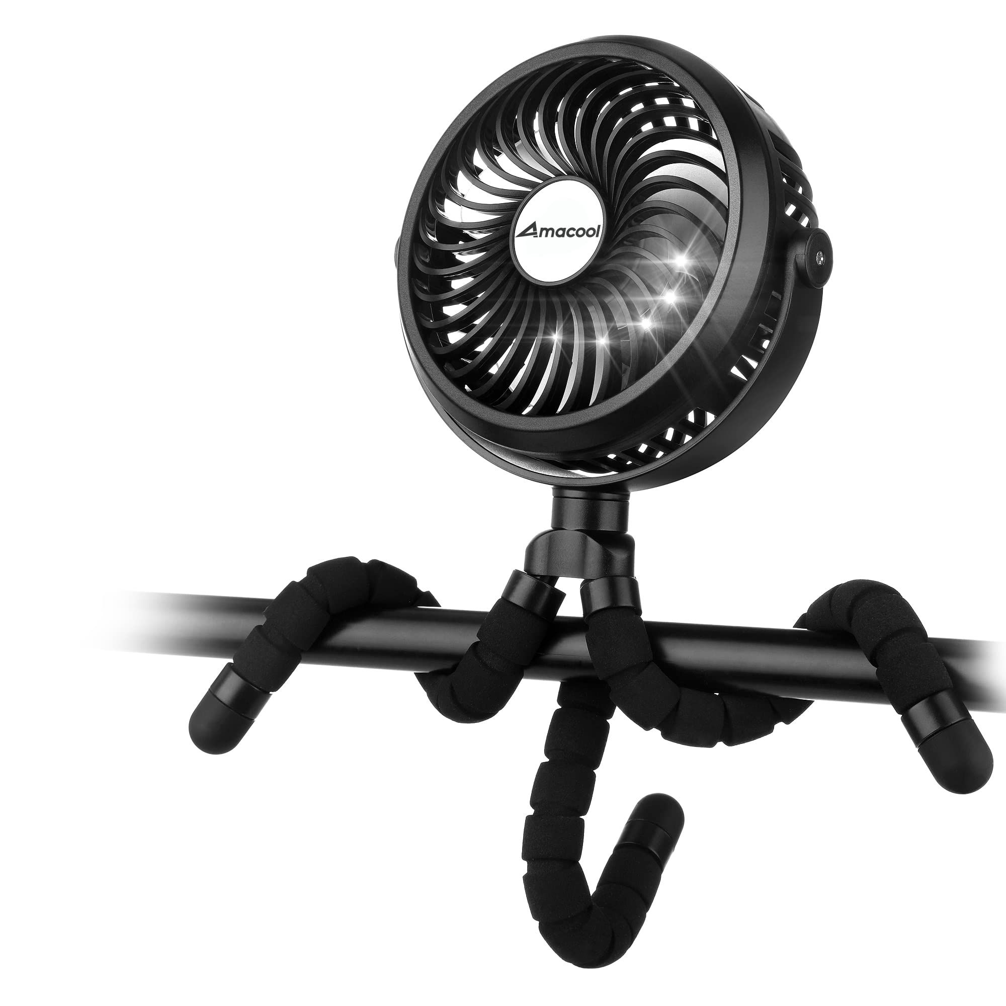 AMACOOL Battery Operated Stroller Fan Flexible Tripod Clip On Fan with 3 Speeds and Rotatable Han... | Amazon (US)