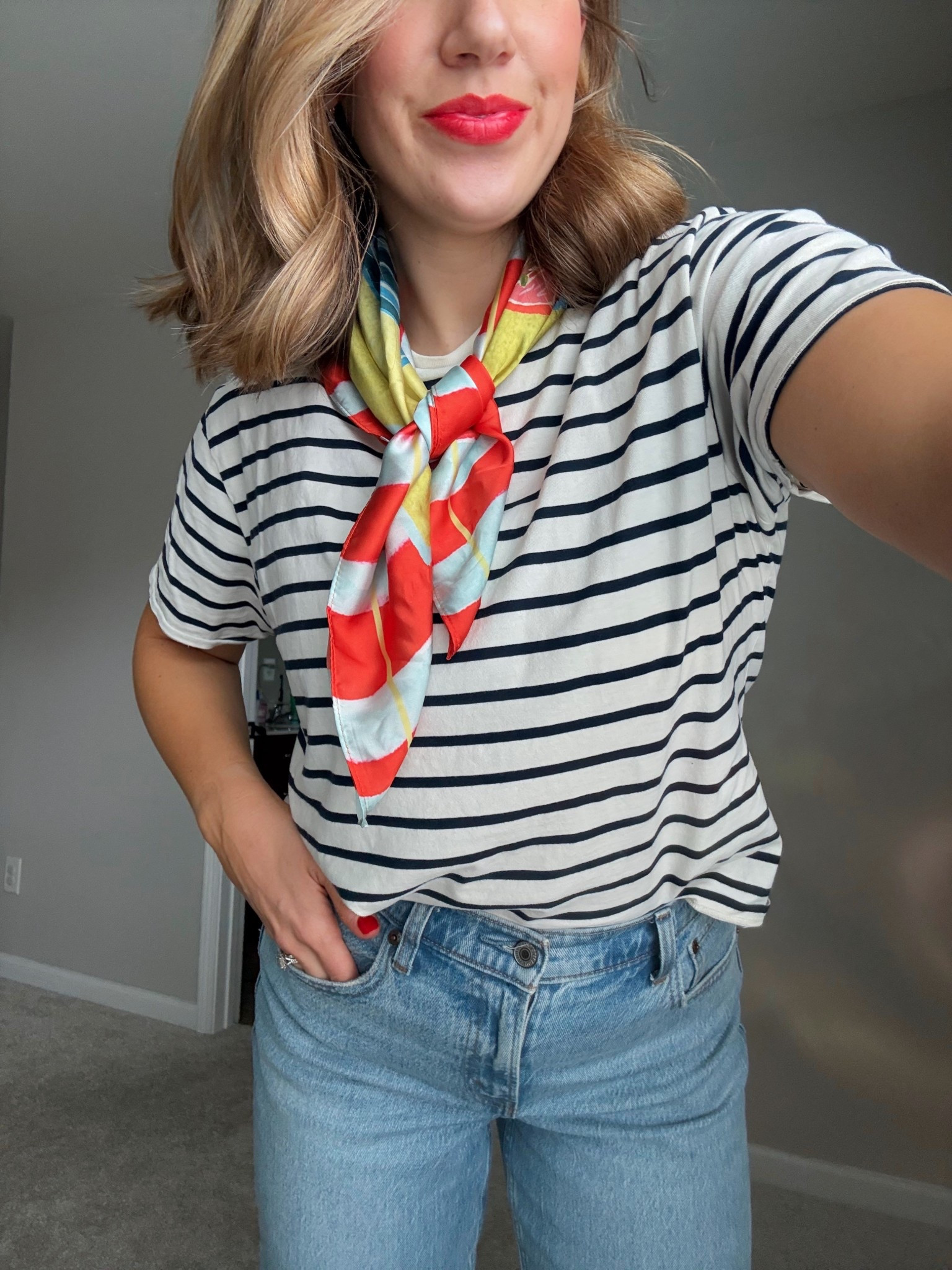 My favorite way to add a pop of color & spruce up an outfit is to wear a silk scarf! 

#ltkstyletip #silkscarf #springsale #casualoutfit #ootd

#LTKootd #LTKMidsize