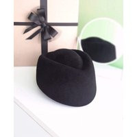 Black Felt Women Designer Pillbox Hat, Couture Occasion Hat For Modern Women, Stylish | Etsy (US)
