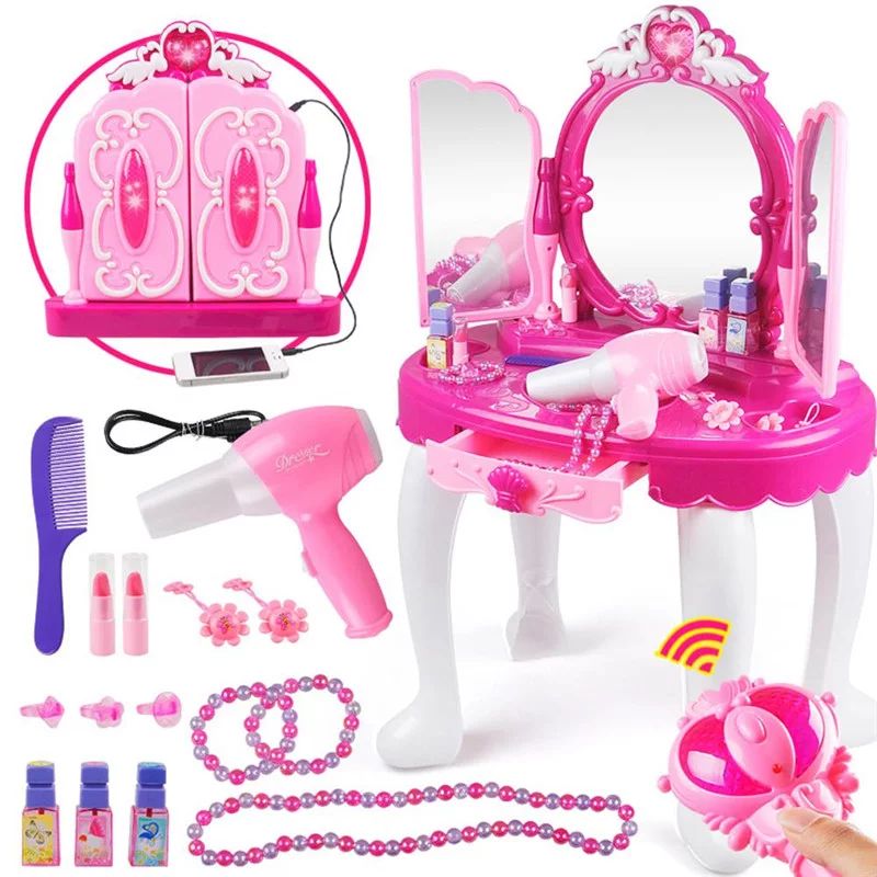 Children Princess Vanity Dressing table Dressing Table Set, Girl Birthday Gift Toy, Magic Mirror,... | Walmart (US)