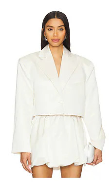 WeWoreWhat Cropped Satin Blazer in Ivory from Revolve.com | Revolve Clothing (Global)