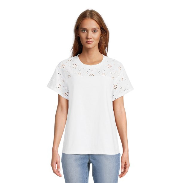 Time and Tru Women's Eyelet Yoke Top | Walmart (US)