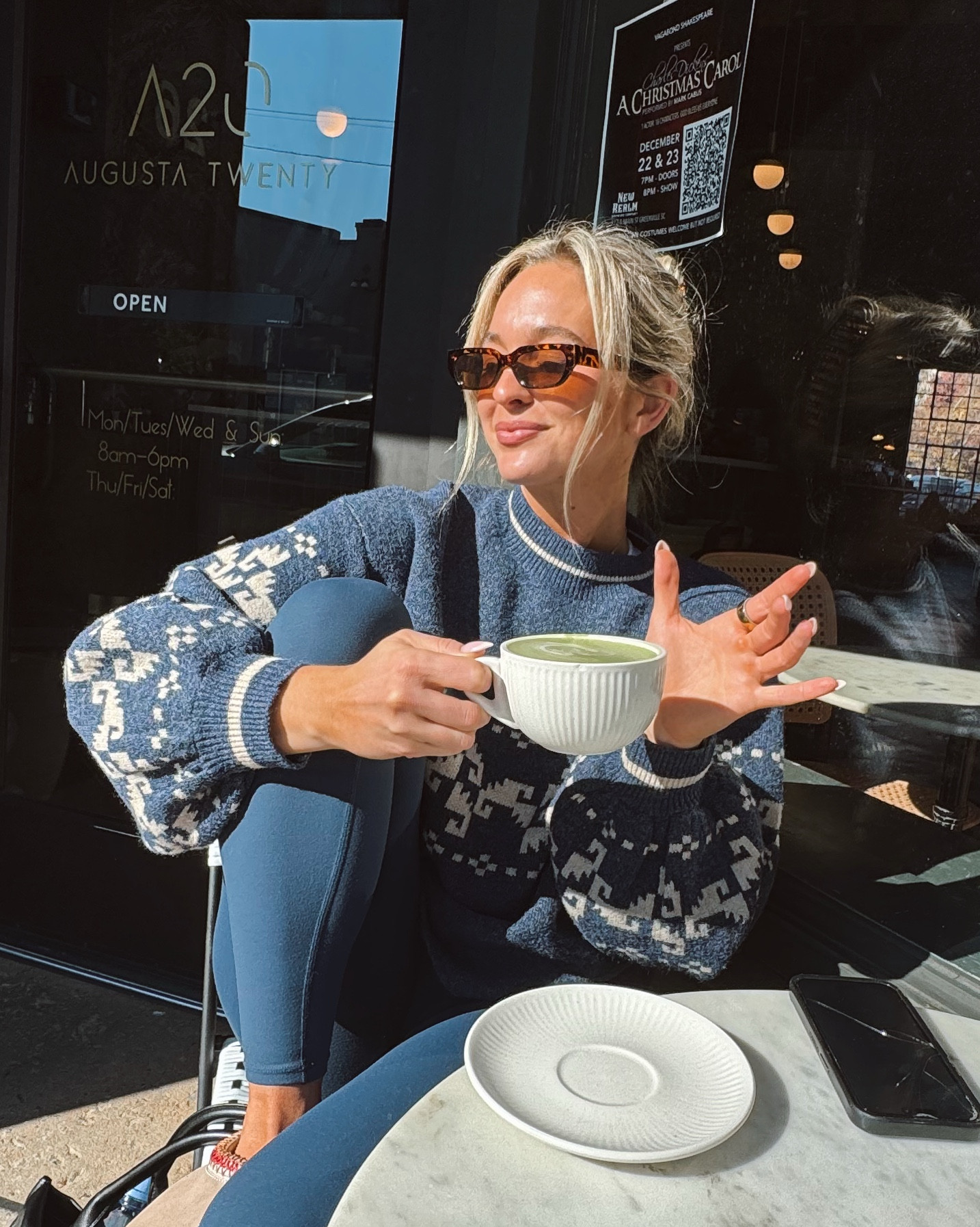 PP Sweater - size 6
PP Sunnies 😎
Vitality leggings - size XS in navy 
UGG - size 7
