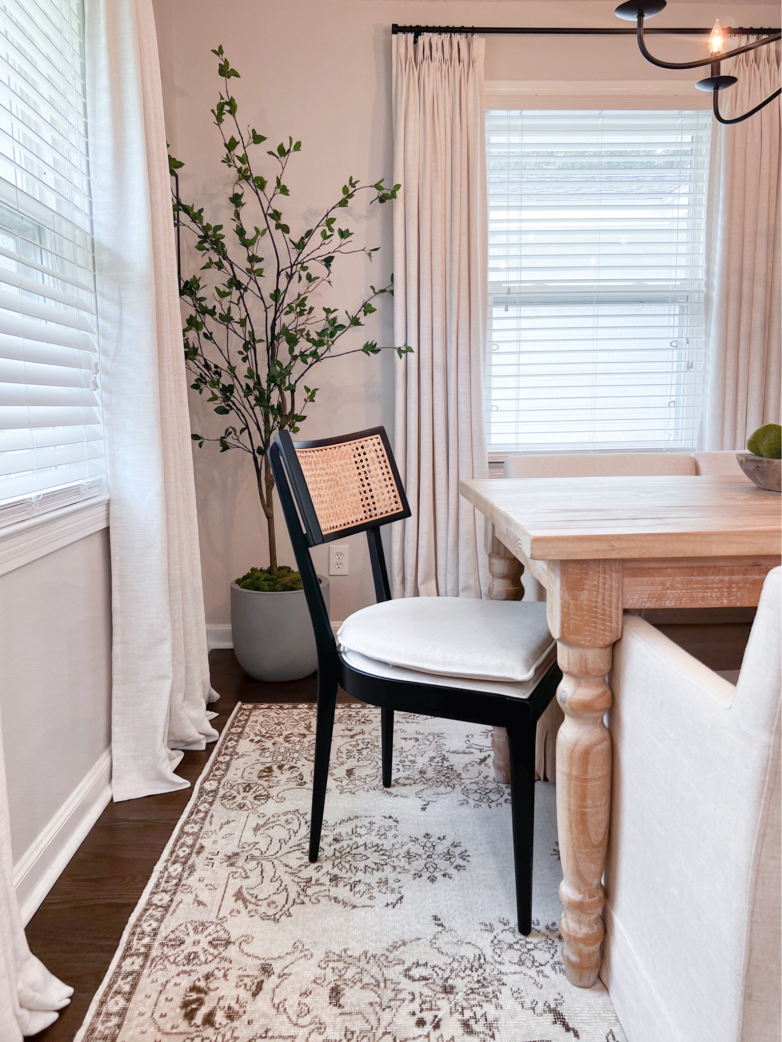 Dining room furniture, chairs, citrus tree, and concrete planter look a like 

#LTKhome #LTKunder100 #LTKsalealert