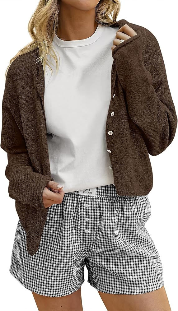 ANRABESS Cardigan Sweaters for Women Lightweight Button Down Long Sleeve Soft Y2k Trendy Casual 2... | Amazon (US)