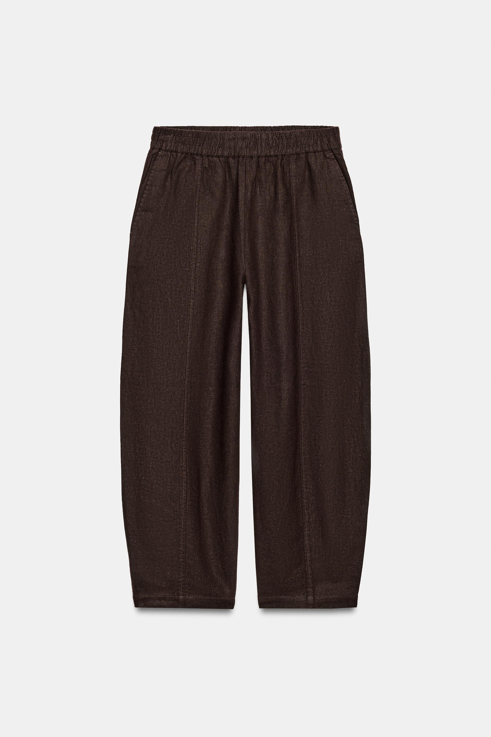 LINEN BARREL PANTS | Zara US