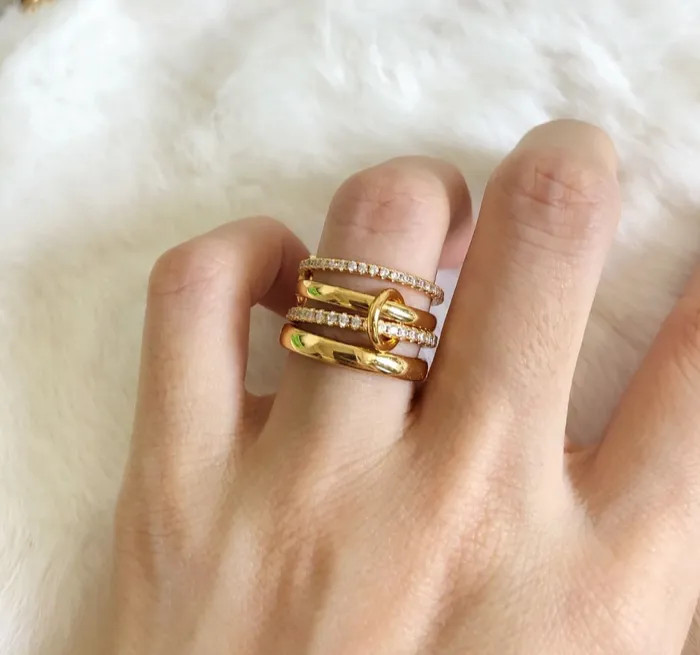 Stacking designer ring K gold ring Four piece Rings for women men spinelli kilcollin rings with D... | DHGate