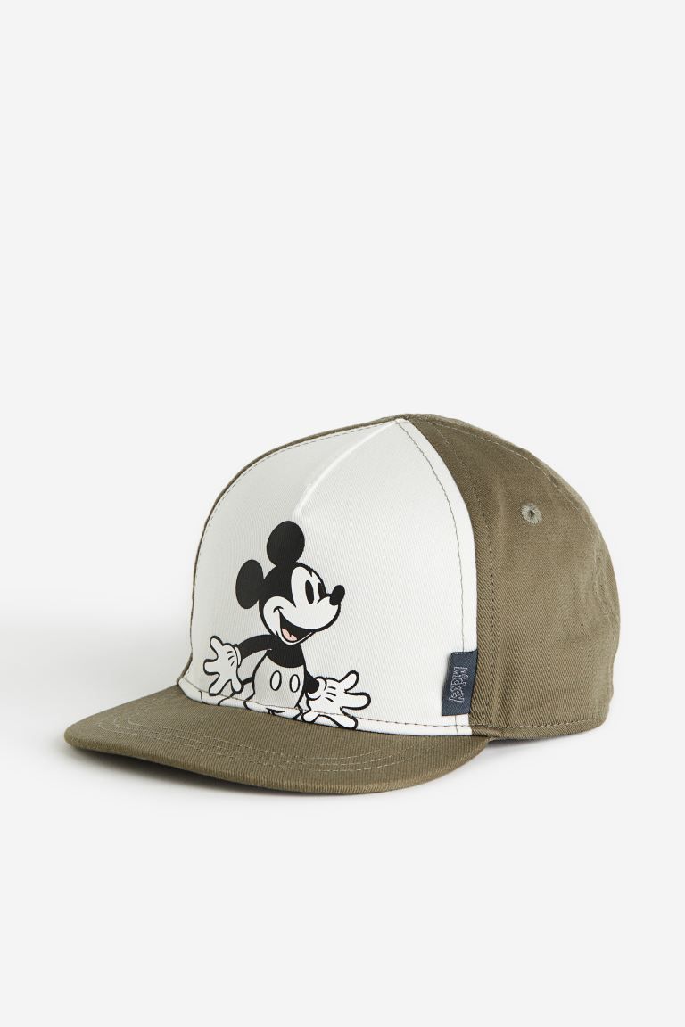 Cap with Motif - Khaki green/Mickey Mouse - Kids | H&M US | H&M (US + CA)