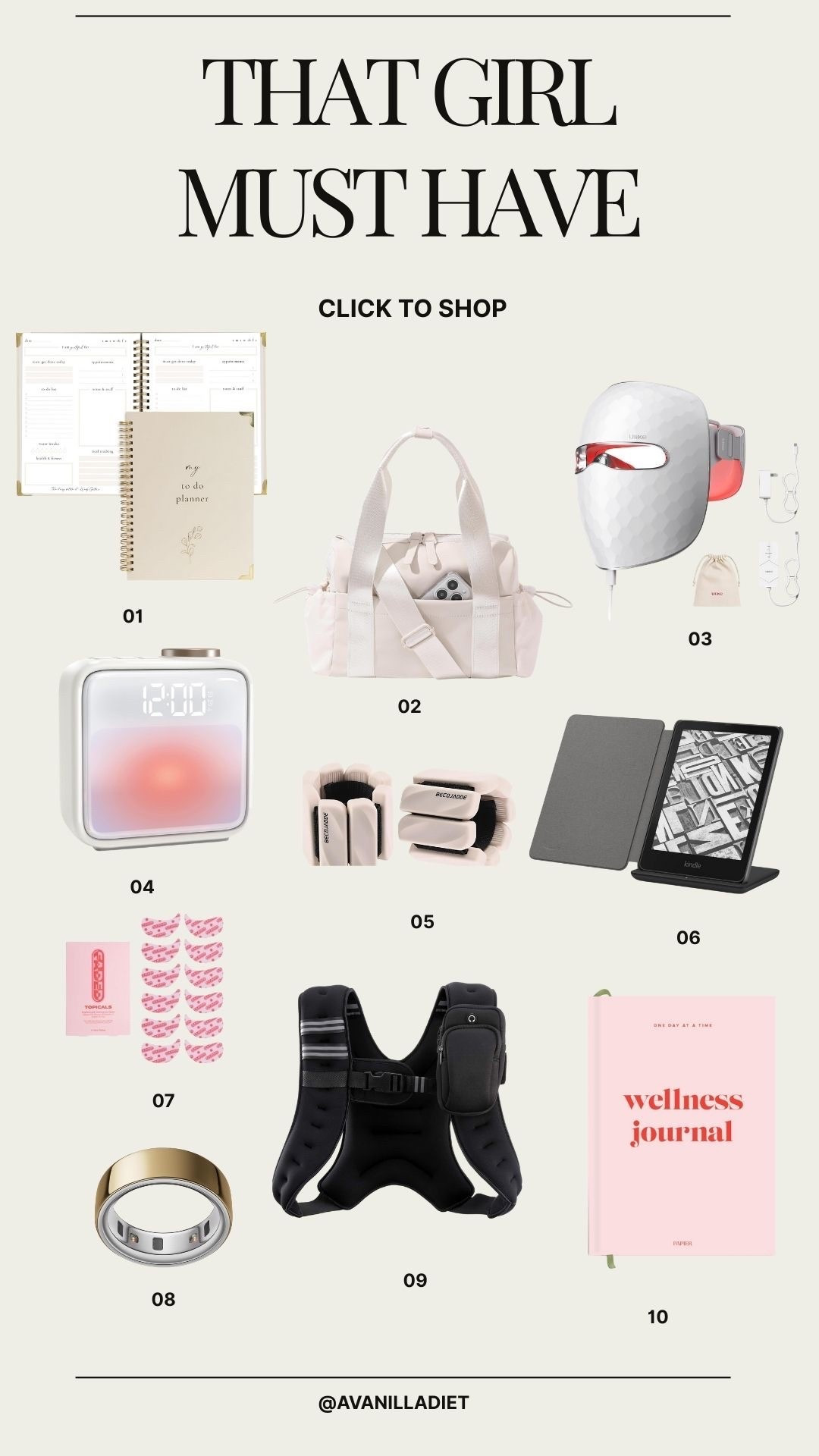 ✨ “That Girl” Must-Haves ✨
Step into your most confident, glow-up season ever. Think radiant mornings, elevated lifestyle, and self-care vibes 🌿💫

#thatgirlvibes #everydayglow #chicstyle #lifestyleedit #selfcareessentials #trendystyle #ootdideas #amazonfinds #ltkstyle #glowupseason

#LTKfitnessgoals #LTKmorningroutine #LTKselfcare