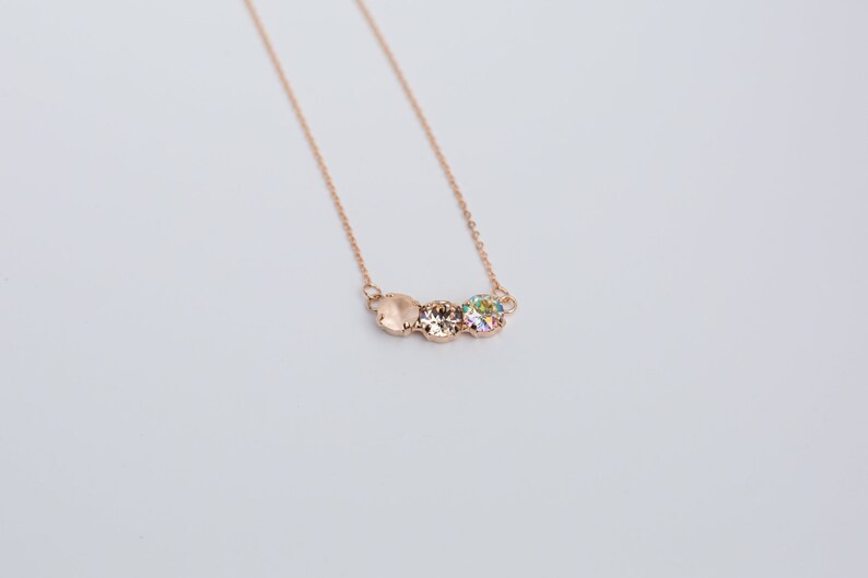 8mm 3 Stone Necklace - Champagne Pop -select color setting | Etsy (US)