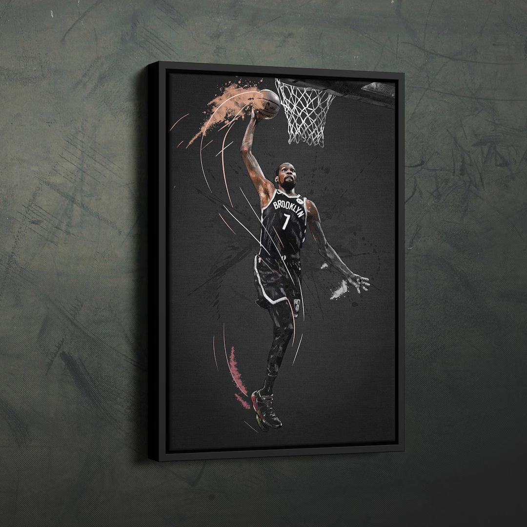 Kevin Durant Art Dunk Brooklyn Nets NBA Wall Art Home Decor Hand Made Poster Canvas Print | Etsy (US)