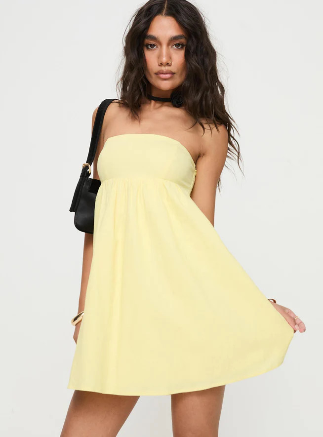 Osment Strapless Mini Dress Lemon | Princess Polly US