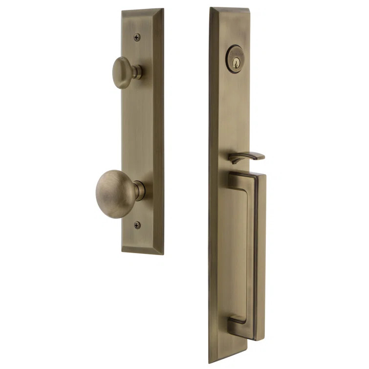 Fifth Avenue One-Piece Handleset with Single Cylinder Deadbolt and D Grip with Fifth Avenue Knob | Wayfair North America