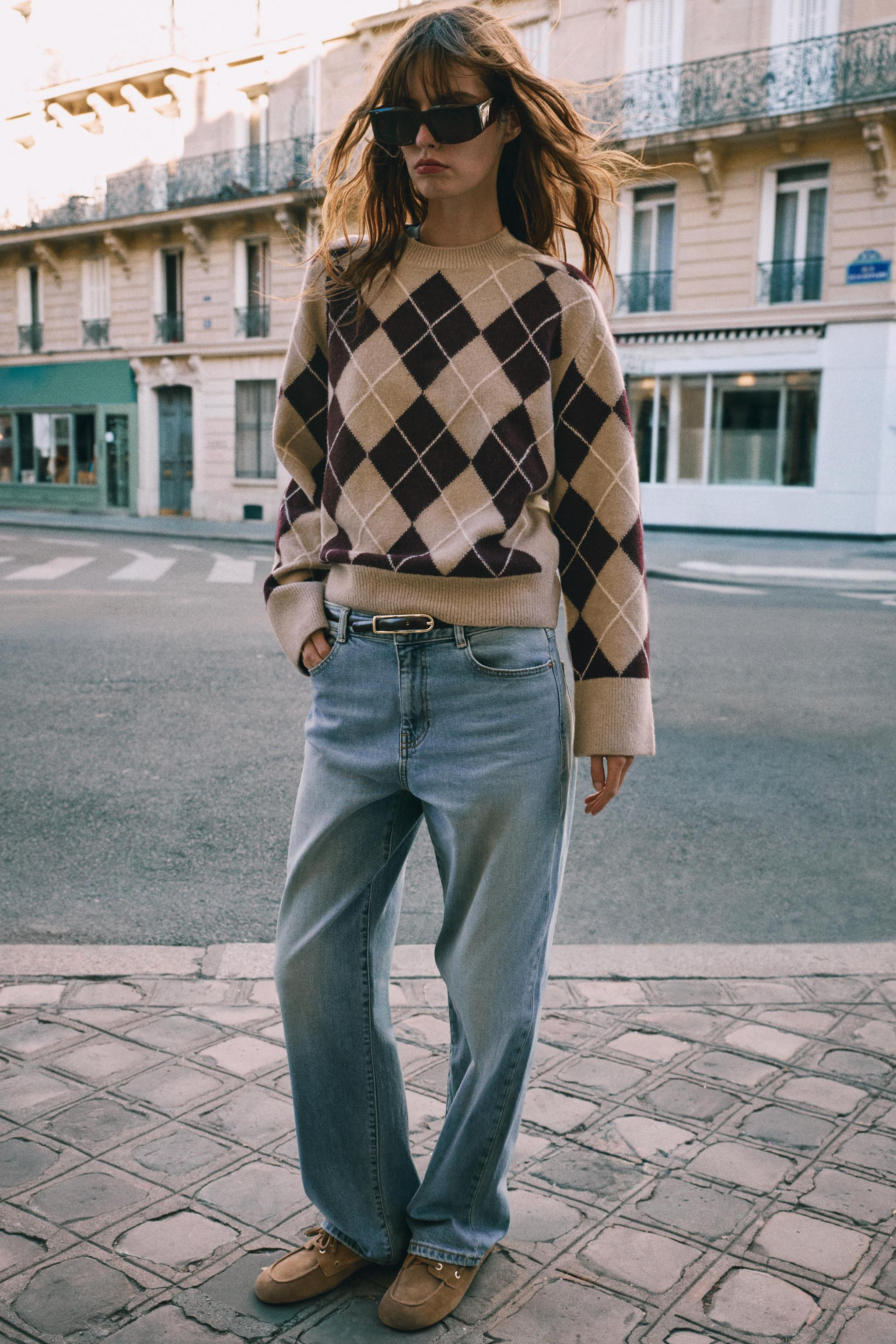 SOFT ARGYLE KNIT JUMPER | Zara UK