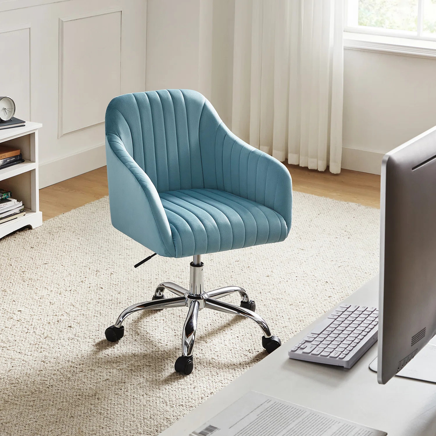 Vernese Modern Velvet Task Chair with Tufted Back | Wayfair North America