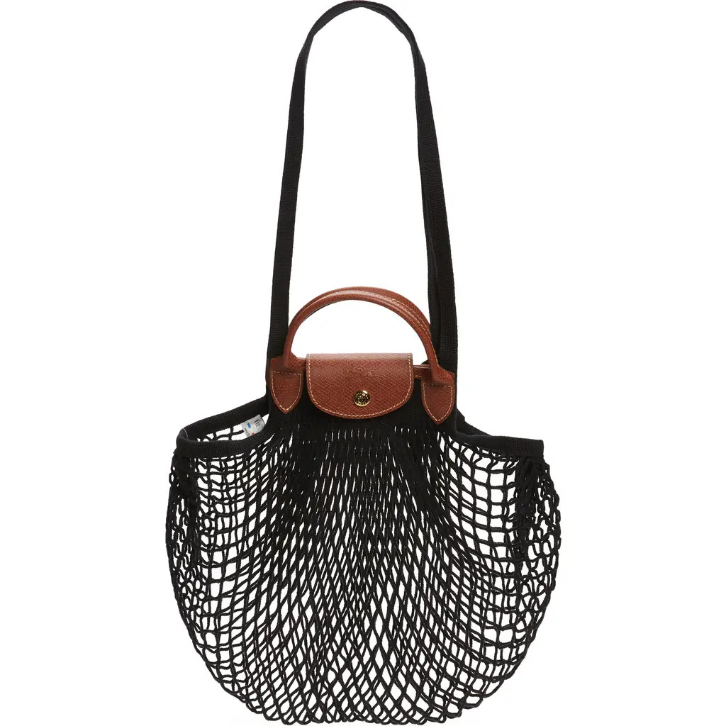 Longchamp Le Pliage Filet Knit Shoulder Bag in Black at Nordstrom | Nordstrom