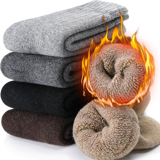 EBMORE Men Merino Wool Socks Super Thick Thermal Hiking Winter Warm Boot Heavy Soft Cozy Socks fo... | Amazon (US)