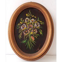 Vintage Italy Oil Painting On ""Flowers"" Framed in The Beautiful Wooden Frame, Wall Hanging Decor,  | Etsy (US)