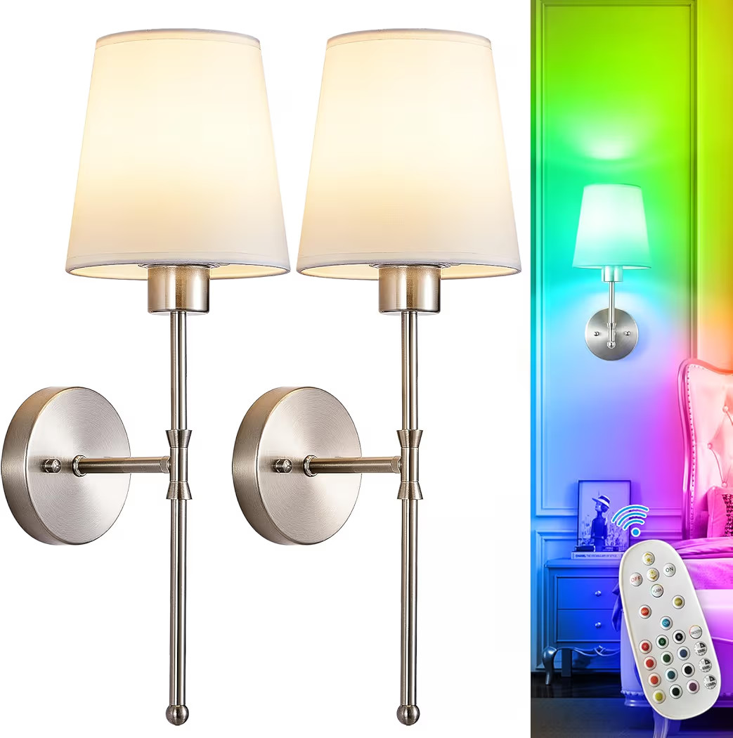 Depuley Battery Operated Wall Sconce: Set of 2 19.9 Inch Wireless Wall Lights with Remote for Bed... | Amazon (US)